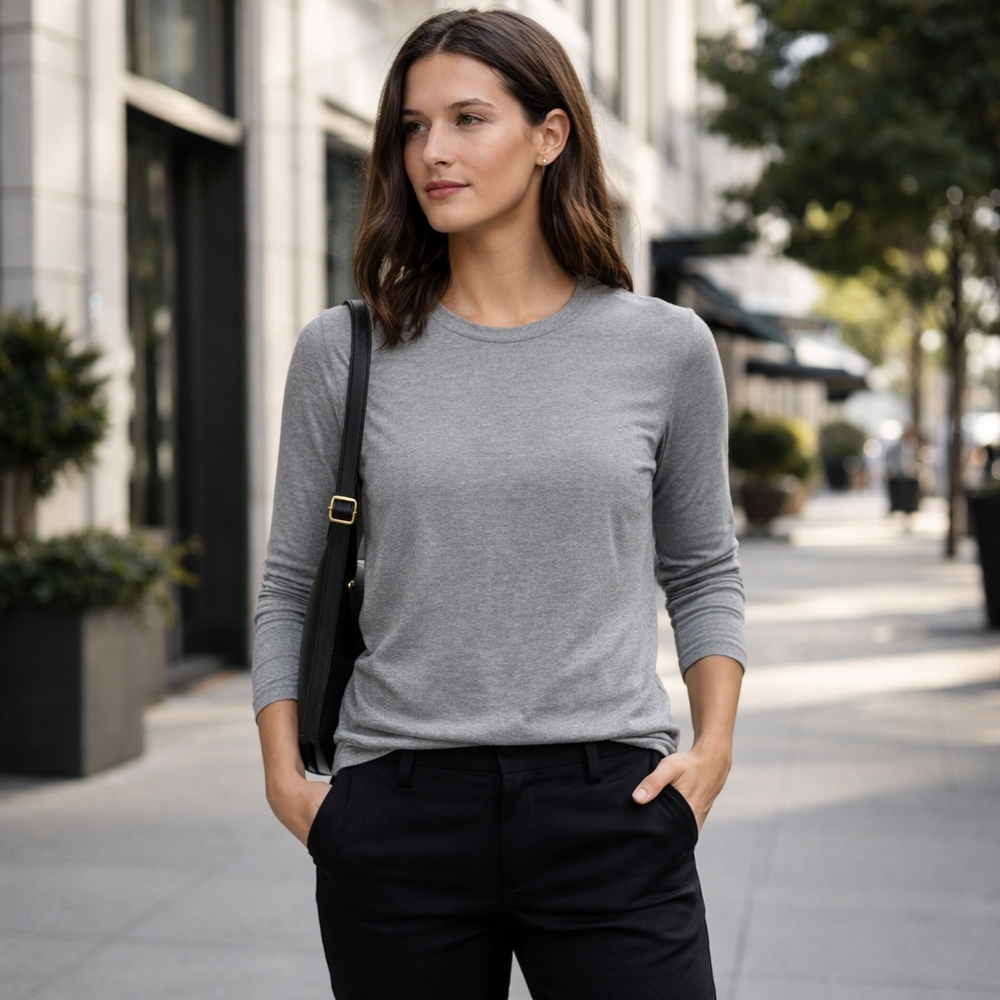 Kit And Ace Cozy Long Sleeve Crewneck Shirt | Soft Minimalist Basic Top